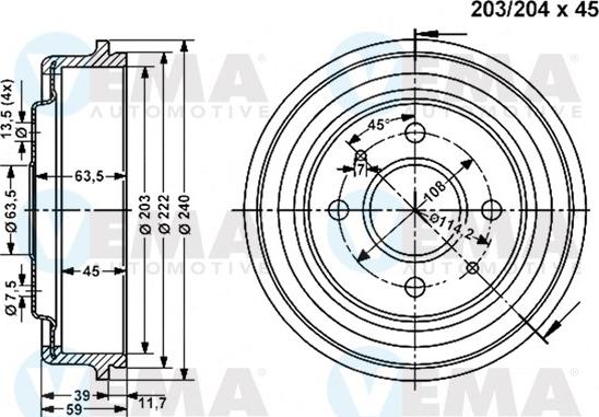 VEMA 801167 - Tamburo freno www.autoricambit.com