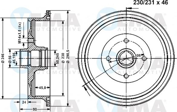 VEMA 801114 - Tamburo freno www.autoricambit.com