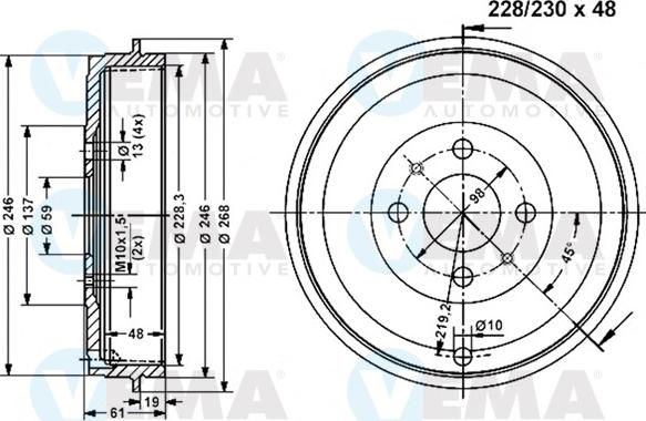 VEMA 801178 - Tamburo freno www.autoricambit.com