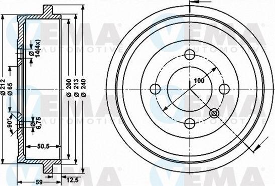 VEMA 801389 - Tamburo freno www.autoricambit.com