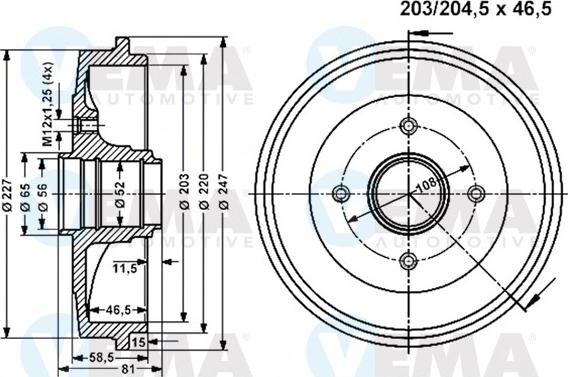 VEMA 801336 - Tamburo freno www.autoricambit.com