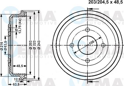 VEMA 801269 - Tamburo freno www.autoricambit.com