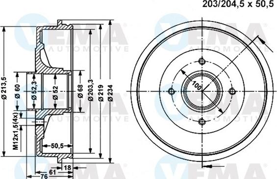 VEMA 801218 - Tamburo freno www.autoricambit.com