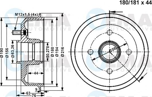 VEMA 801270 - Tamburo freno www.autoricambit.com