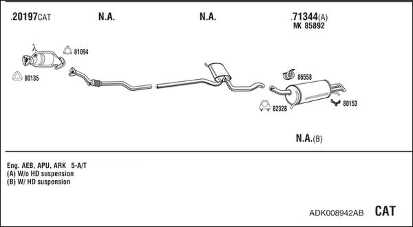 Walker ADK008942AB - Impianto gas scarico www.autoricambit.com