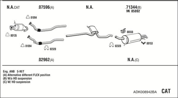 Walker ADK008942BA - Impianto gas scarico www.autoricambit.com