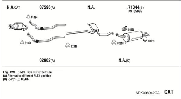 Walker ADK008942CA - Impianto gas scarico www.autoricambit.com