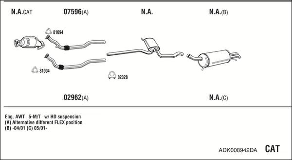 Walker ADK008942DA - Impianto gas scarico www.autoricambit.com