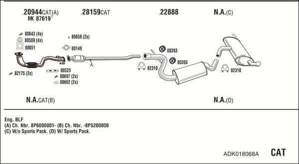 Walker ADK018068A - Impianto gas scarico www.autoricambit.com