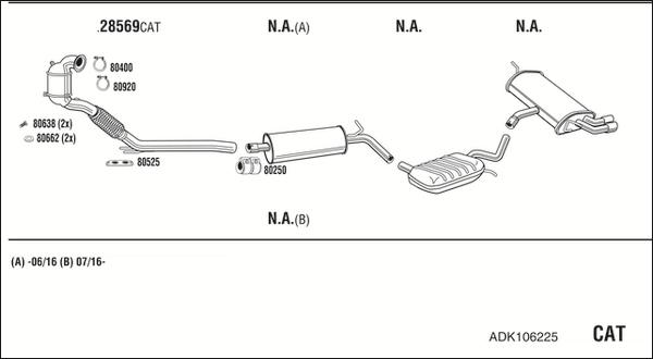 Walker ADK106225 - Impianto gas scarico www.autoricambit.com