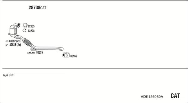 Walker ADK136080A - Impianto gas scarico www.autoricambit.com