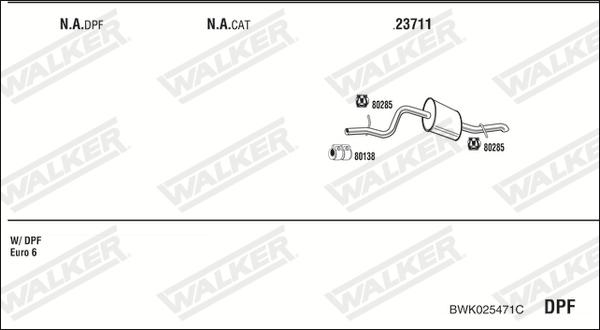 Walker BWK025471C - Impianto gas scarico www.autoricambit.com
