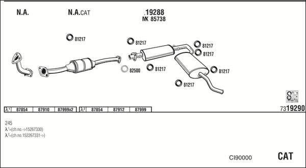 Walker CI90000 - Impianto gas scarico www.autoricambit.com