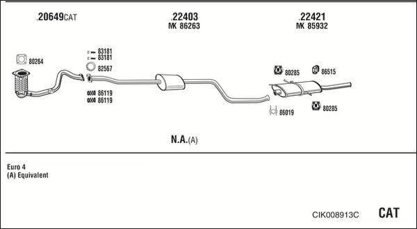 Walker CIK008913C - Impianto gas scarico www.autoricambit.com