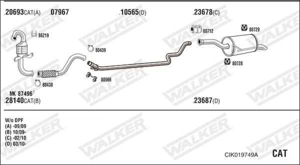 Walker CIK019749A - Impianto gas scarico www.autoricambit.com