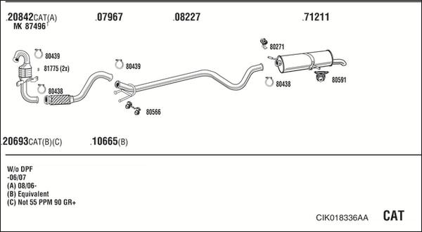 Walker CIK018336AA - Impianto gas scarico www.autoricambit.com