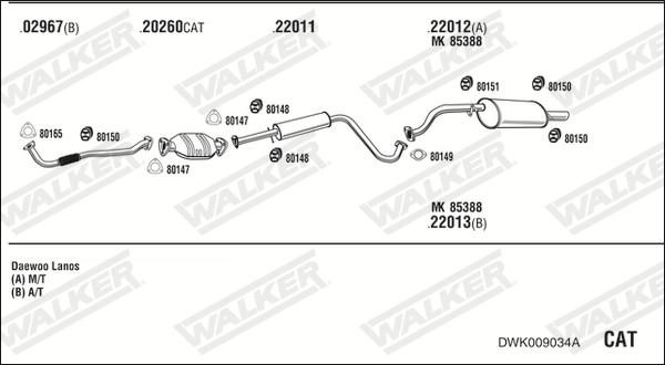 Walker DWK009034A - Impianto gas scarico www.autoricambit.com