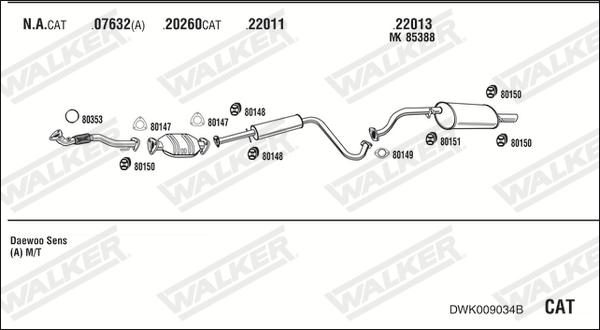 Walker DWK009034B - Impianto gas scarico www.autoricambit.com