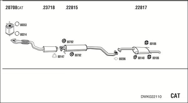 Walker DWK022110 - Impianto gas scarico www.autoricambit.com