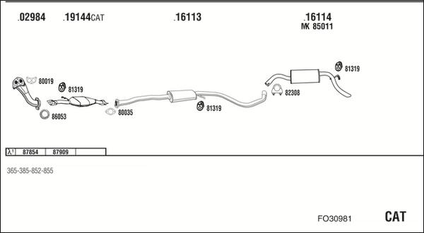 Walker FO30981 - Impianto gas scarico www.autoricambit.com