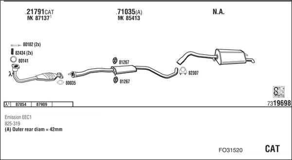 Walker FO31520 - Impianto gas scarico www.autoricambit.com