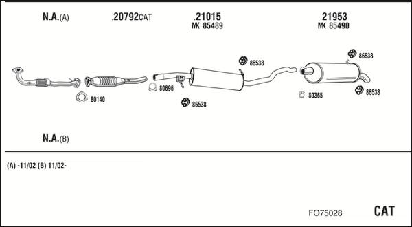 Walker FO75028 - Impianto gas scarico www.autoricambit.com