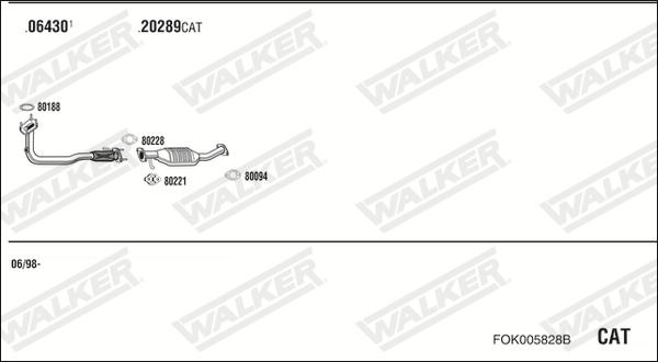 Walker FOK005828B - Impianto gas scarico www.autoricambit.com