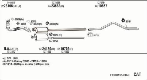 Walker FOK019573AE - Impianto gas scarico www.autoricambit.com