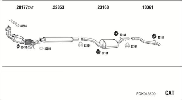 Walker FOK018500 - Impianto gas scarico www.autoricambit.com