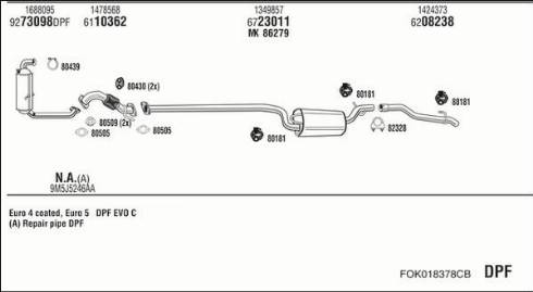 Walker FOK018378CB - Impianto gas scarico www.autoricambit.com