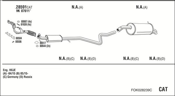 Walker FOK028239C - Impianto gas scarico www.autoricambit.com