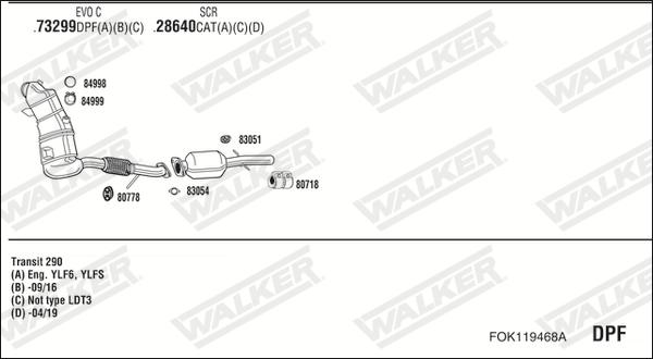 Walker FOK119468A - Impianto gas scarico www.autoricambit.com