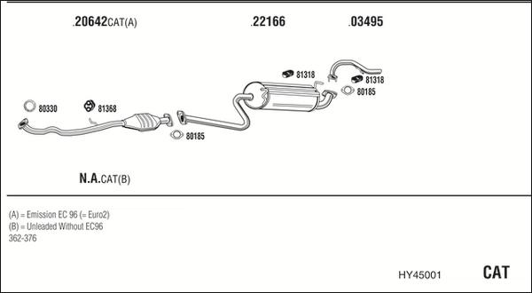 Walker HY45001 - Impianto gas scarico www.autoricambit.com