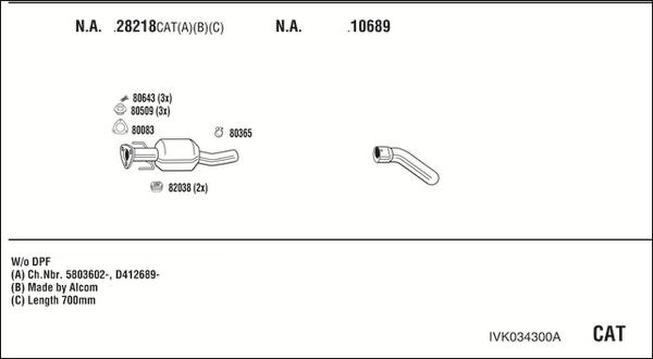 Walker IVK034300A - Impianto gas scarico www.autoricambit.com