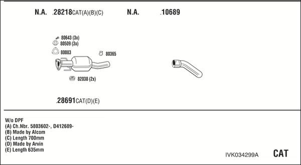 Walker IVK034299A - Impianto gas scarico www.autoricambit.com