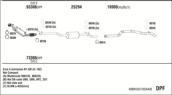 Walker MBK057359AB - Impianto gas scarico www.autoricambit.com