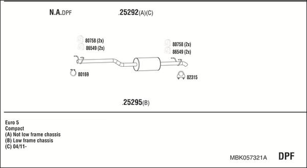 Walker MBK057321A - Impianto gas scarico www.autoricambit.com