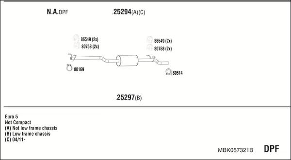 Walker MBK057321B - Impianto gas scarico www.autoricambit.com