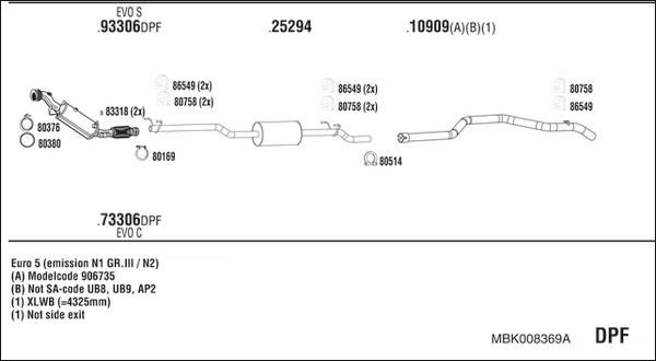 Walker MBK008369A - Impianto gas scarico www.autoricambit.com