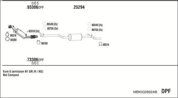 Walker MBK032892AB - Impianto gas scarico www.autoricambit.com