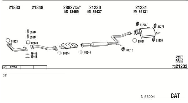 Walker NI55004 - Impianto gas scarico www.autoricambit.com