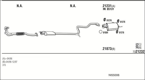 Walker NI55006 - Impianto gas scarico www.autoricambit.com