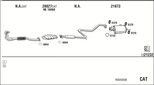 Walker NI55008 - Impianto gas scarico www.autoricambit.com