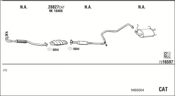 Walker NI65004 - Impianto gas scarico www.autoricambit.com