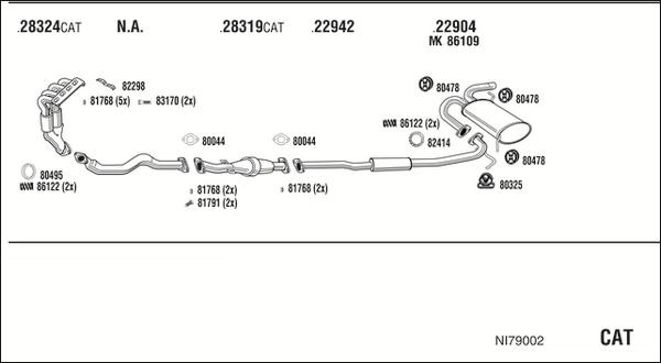 Walker NI79002 - Impianto gas scarico www.autoricambit.com