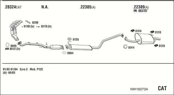 Walker NIH16273A - Impianto gas scarico www.autoricambit.com