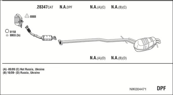 Walker NIK004471 - Impianto gas scarico www.autoricambit.com