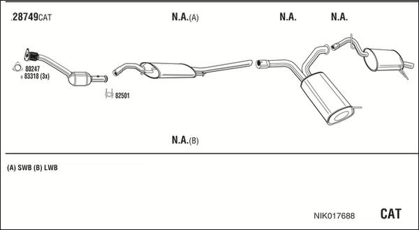 Walker NIK017688 - Impianto gas scarico www.autoricambit.com