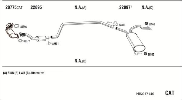 Walker NIK017140 - Impianto gas scarico www.autoricambit.com