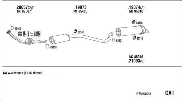 Walker PE85023 - Impianto gas scarico www.autoricambit.com